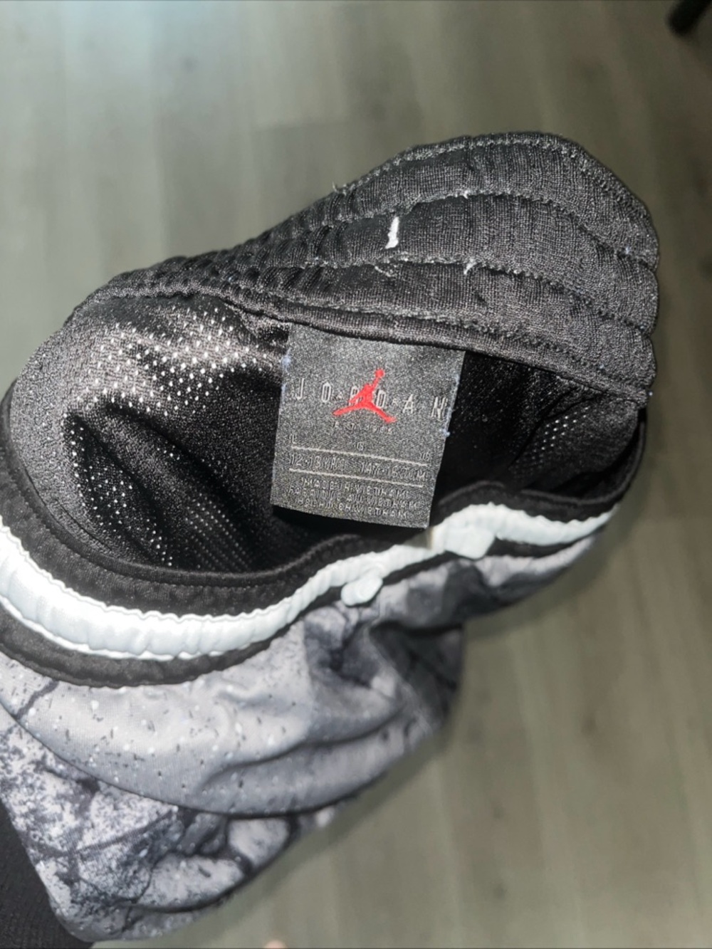 Jordan Black & White Marble-Print Athletic Shorts